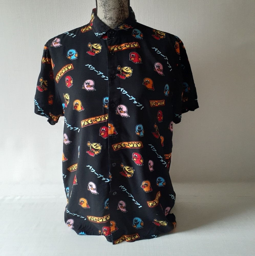 Pac-Man women's multi-colored sleeve button down top size M